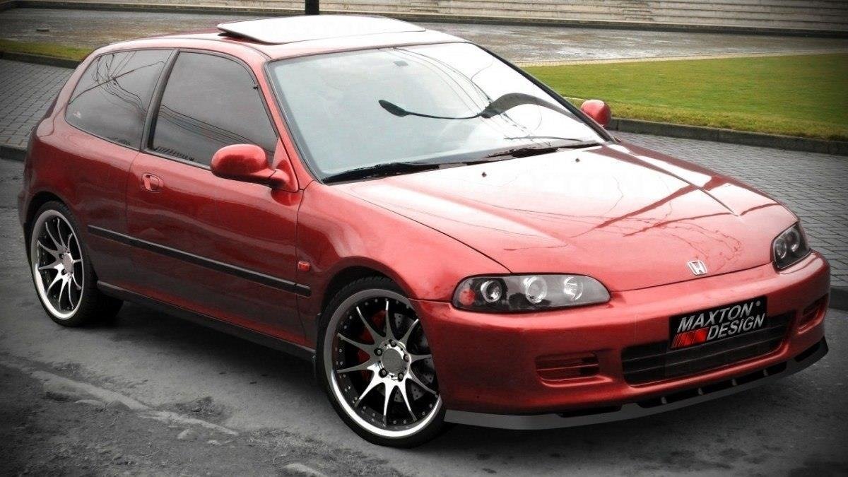 Street+ Spoilerlippe Front Ansatz passend für HONDA CIVIC MK5 schwarz Hochglanz – Ansicht 1