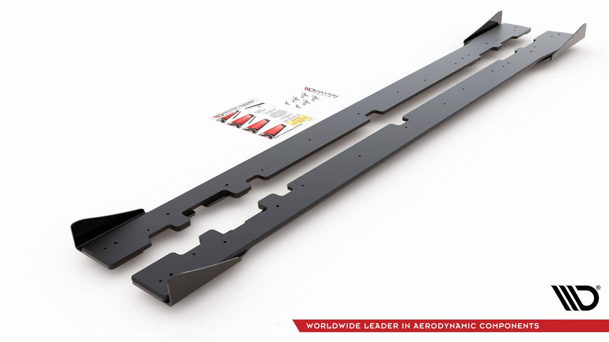 Street Pro Street+ Seitenschweller Leisten + Flaps passend für Mercedes-AMG C43 / AMG-Line Coupe C205 schwarz Hochglanz – Ansicht 7