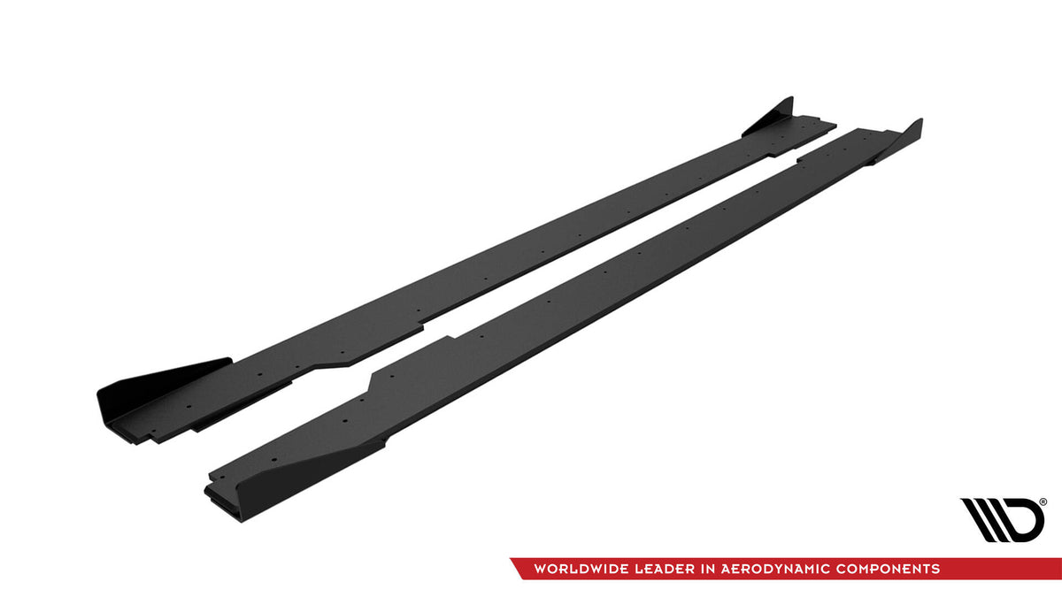Street Pro Street+ Seitenschweller Leisten + Flaps passend für Audi A5 / A5 S-Line / S5 Coupe / Cabrio 8T / 8T Facelift schwarz Hochglanz – Ansicht 6