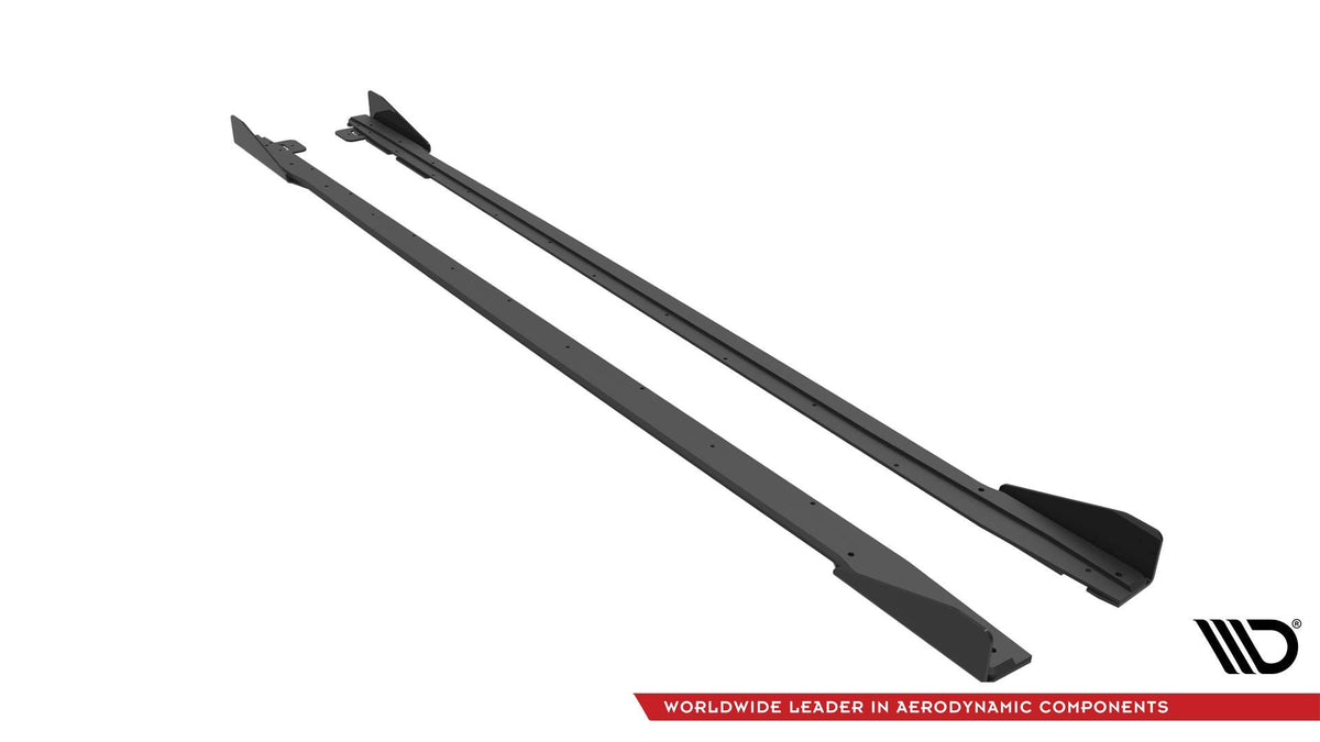 Street Pro Street+ Seitenschweller Leisten passend für V.1 + Flaps passend für Ford Mustang GT Mk6 Facelift schwarz Hochglanz – Ansicht 5