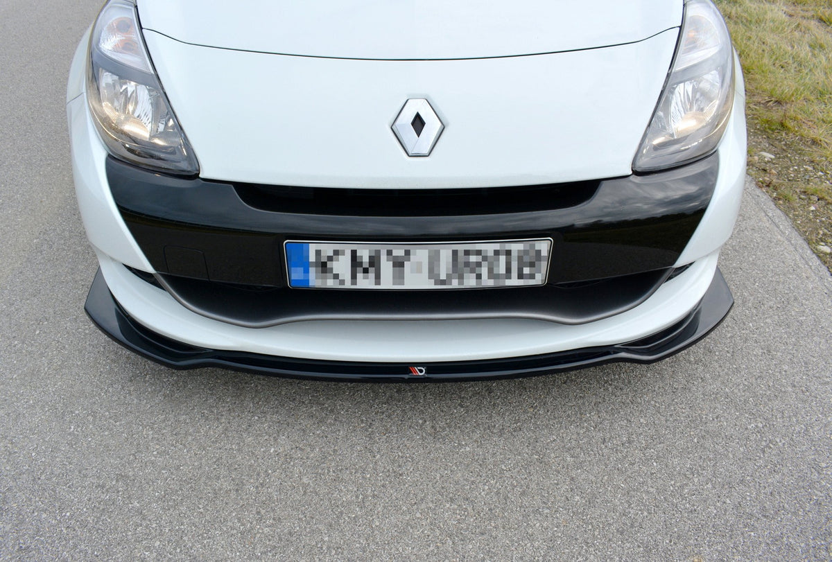 Street+ Spoilerlippe Front Ansatz V.1 passend für RENAULT CLIO MK3 RS FACELIFT schwarz Hochglanz – Ansicht 4