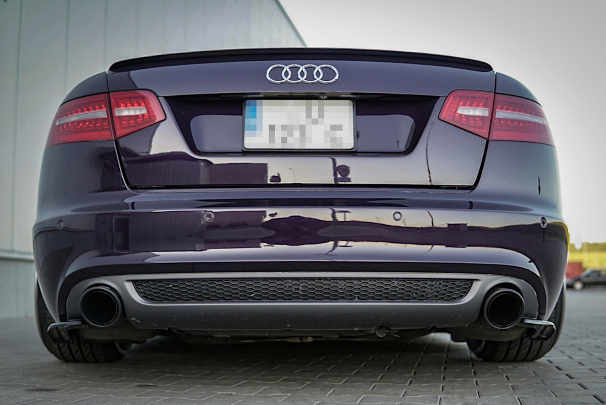 Heck Ansatz Flaps Diffusor passend für Audi A6 S-Line C6 / C6 FL Limousine / Avant schwarz Hochglanz – Ansicht 3
