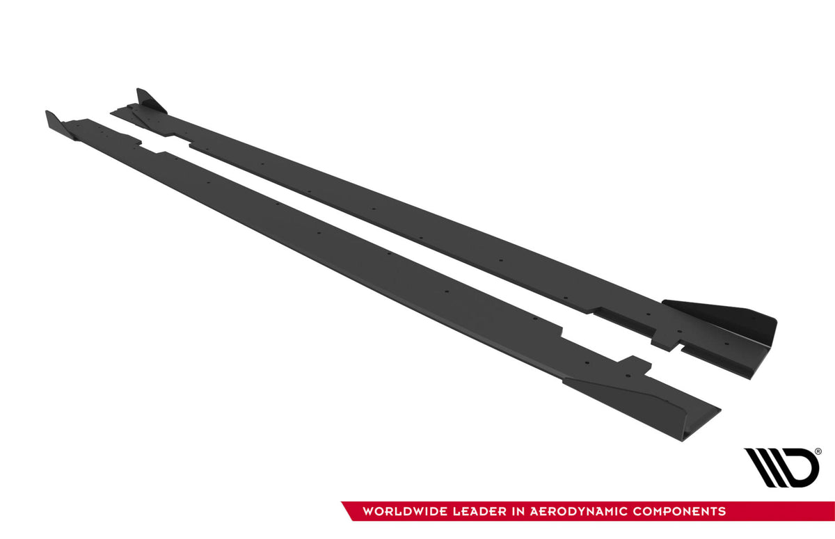 Street Pro Street+ Seitenschweller Leisten + Flaps passend für Audi A5 Sportback F5 Facelift schwarz Hochglanz – Ansicht 8