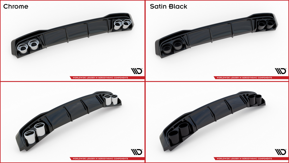 Diffusor Heck Ansatz + Endrohre für VW Golf GTE / R-Line Mk8 / Mk8 Facelift – Ansicht 9