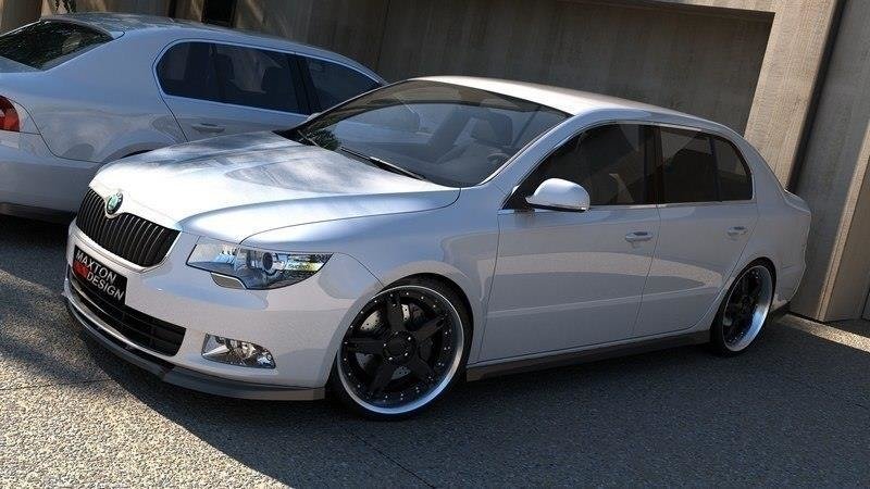 Street+ Spoilerlippe Front Ansatz passend für Skoda Superb Mk2 schwarz Hochglanz – Ansicht 1