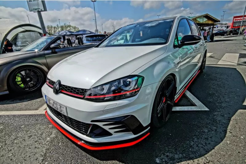 Maxton Design Frontlippe für VW Golf 7 GTI Clubsport Hochglanz schwarz mit roten Streifen – Ansicht 4