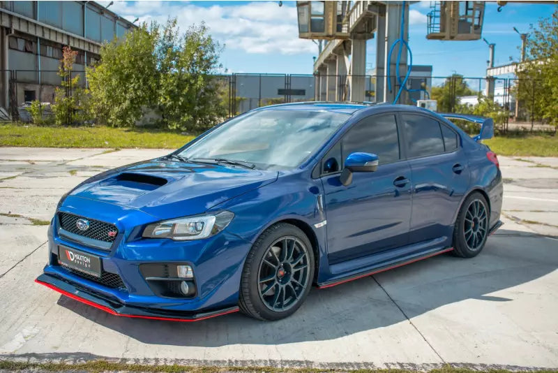 Maxton Design Frontlippe V.3 für Subaru Impreza WRX STI 2014-2021 Hochglanz schwarz + rot – Ansicht 4