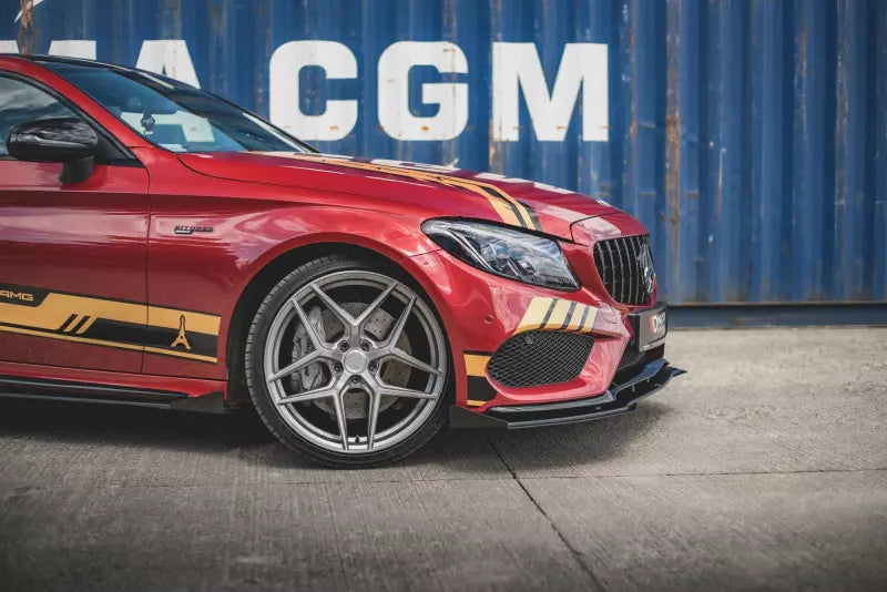 Maxton Design Street Pro Frontlippe für V.2 für Mercedes C43 AMG C205 Coupe schwarz + Glanz Flaps – Ansicht 4