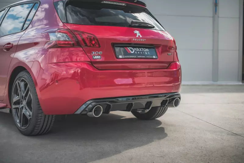 Maxton Design Heckdiffusor mit Sportauspuff Attrappe Schwarz für Peugeot 308 II GT Facelift Hochglanz schwarz – Ansicht 4