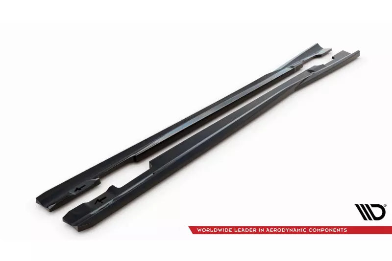 Maxton Design Seitenschweller (Paar) für Mercedes C-Klasse W204 Coupe / Limousine / Kombi AMG-Line 2011-2015 Hochglanz schwarz – Ansicht 4