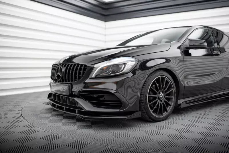 Maxton Design Street Pro Frontlippen Flaps für Mercedes A AMG-Line W176 Facelift Hochglanz schwarz – Ansicht 4