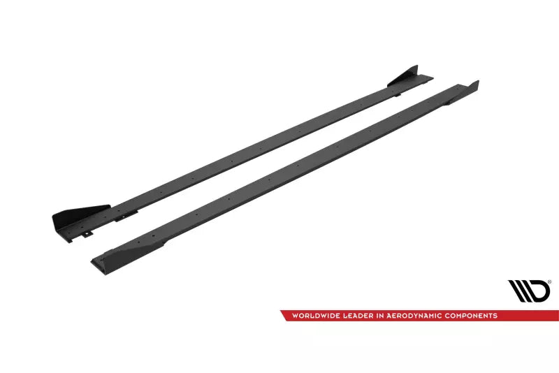 Maxton Design Street Pro Seitenschweller (Paar) für Mercedes C63 Limousine / Kombi W205 Facelift Hochglanz schwarz matt schwarz mit Hochglanz Flaps – Ansicht 4