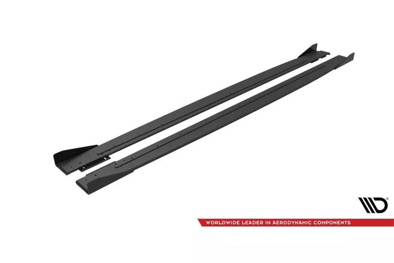 Maxton Design Street Pro Seitenschweller (Paar) für Mercedes-AMG C43 Coupe C205 Facelift Schwarz mit Hochglanz Flaps – Ansicht 4