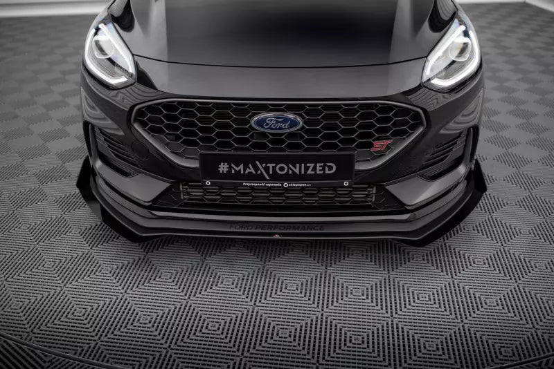 Maxton Design Street Pro Frontlippe für Ford Fiesta ST / ST-Line Mk8 Facelift Schwarz mit Hochglanz Flaps – Ansicht 4