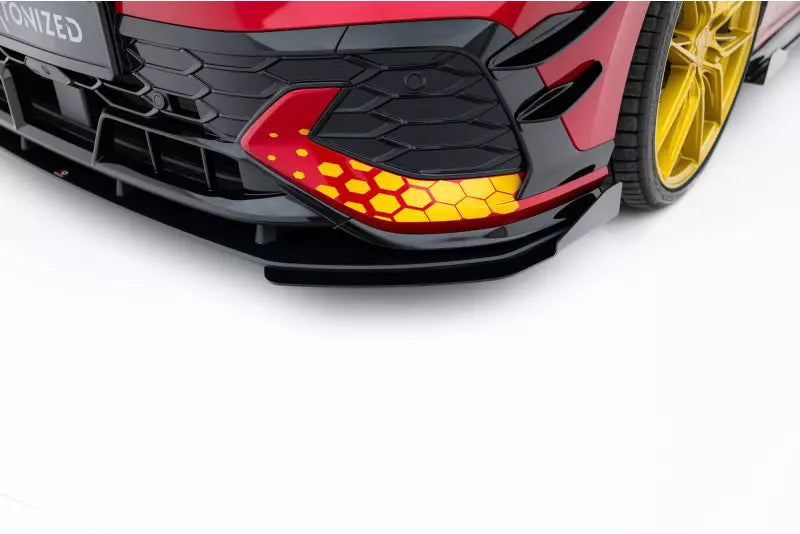 Maxton Design Street Pro Frontlippe mit Flaps für VW Golf 8 GTI Clubsport Facelift matt schwarz mit Hochglanz Flaps – Ansicht 4