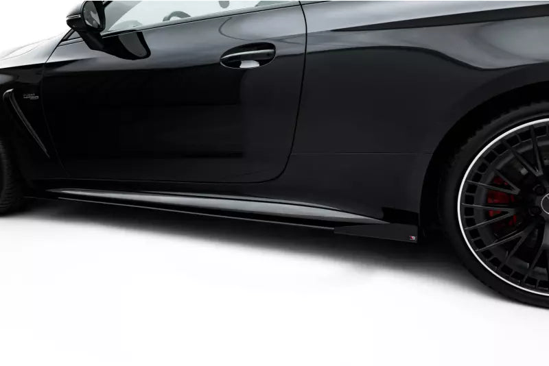 Maxton Design Street Pro Seitenschweller (Paar) mit Flaps für Mercedes CLE 53 C236 Schwarz mit Hochglanz Flaps – Ansicht 4