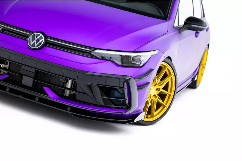 Maxton Design Street Pro Frontlippe mit Flaps für VW Golf 8 R Facelift Schwarz mit Hochglanz Flaps – Ansicht 4