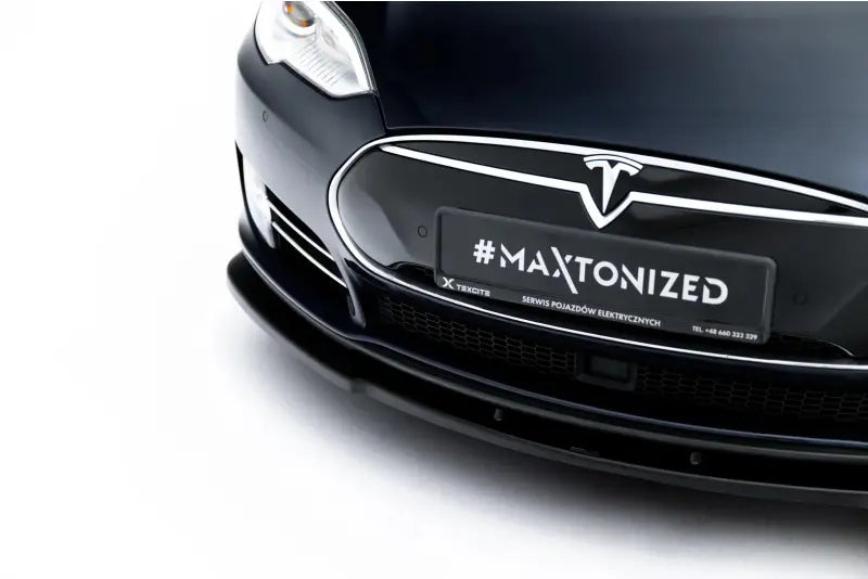 Maxton Design Frontlippe V.1 für Tesla Model S Mk1 Hochglanz schwarz – Ansicht 4