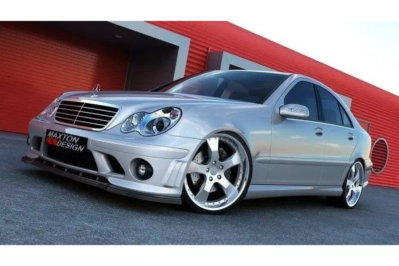 Maxton Design Frontlippe für Mercedes C-Klasse W203 (mit ME-C-203-AMG204-F1 Stoßstange) Hochglanz schwarz – Ansicht 1