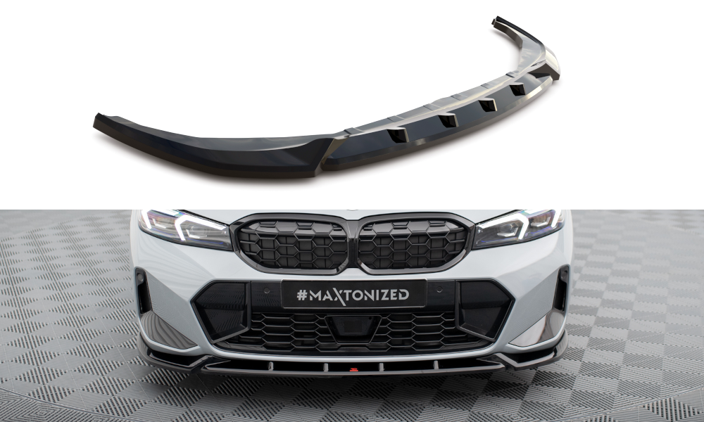 Street+ Spoilerlippe Front Ansatz V.1 passend für BMW 3er M340i / M-Paket G20 / G21 Facelift schwarz Hochglanz – Ansicht 2
