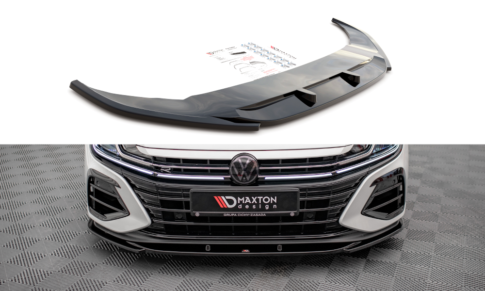 Street+ Spoilerlippe Front Ansatz V.1 passend für VW Arteon R Limousine / Shooting Brake Mk1 Facelift schwarz Hochglanz – Ansicht 2