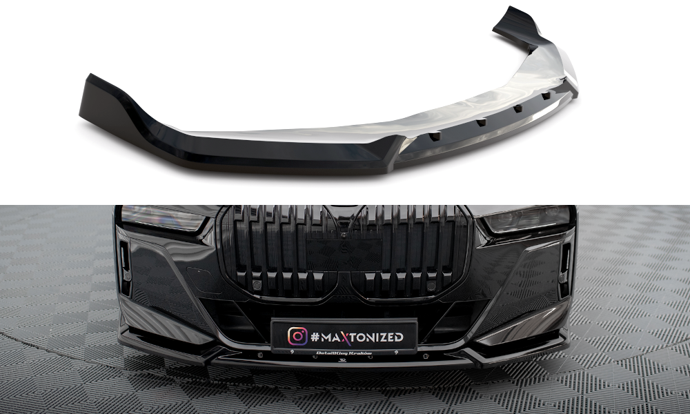 Street+ Spoilerlippe Front Ansatz V.2 passend für BMW 7 M-Paket / M760e / i7 M-Paket G70   schwarz Hochglanz – Ansicht 2