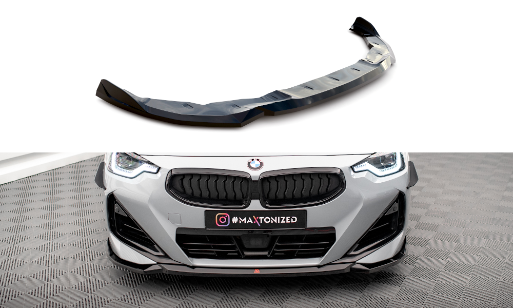 Street+ Spoilerlippe Front Ansatz V.1 passend für BMW 2 Coupe M-Paket / M240i G42 schwarz Hochglanz – Ansicht 2