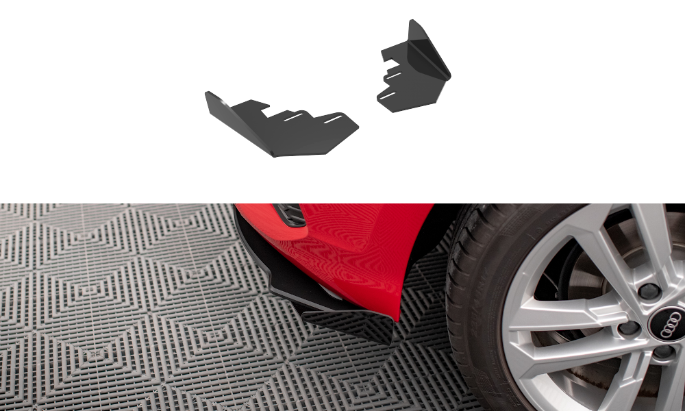 Hintere Seiten Flaps passend für Audi A3 Sportback 8Y schwarz Hochglanz – Ansicht 2