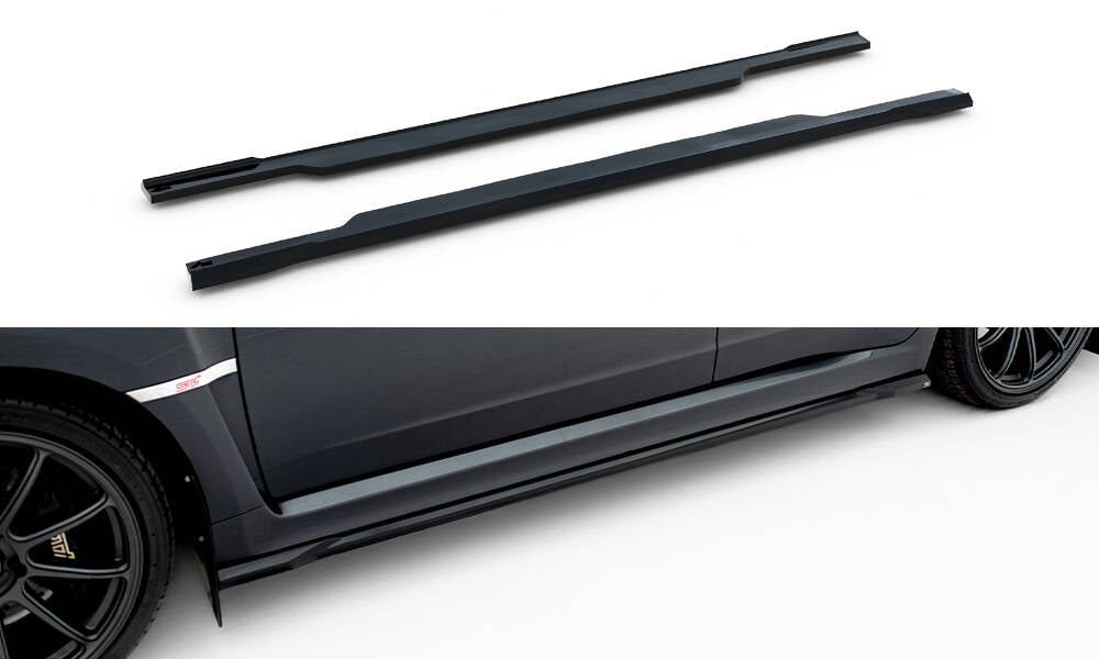 Street+ Seitenschweller Leisten V.2 passend für Subaru Impreza WRX STI Mk3 Facelift schwarz Hochglanz – Ansicht 2