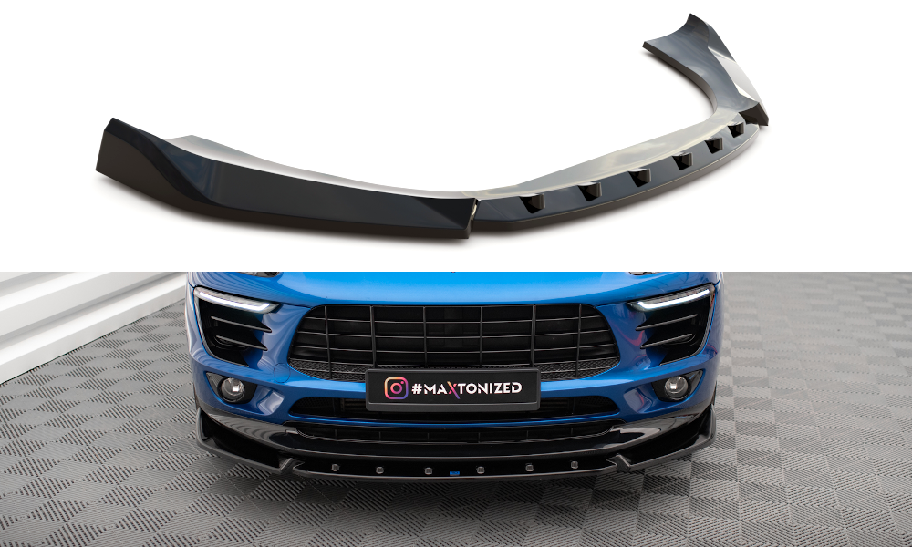 Street+ Spoilerlippe Front Ansatz V.2 passend für Porsche Macan Mk1 schwarz Hochglanz – Ansicht 2