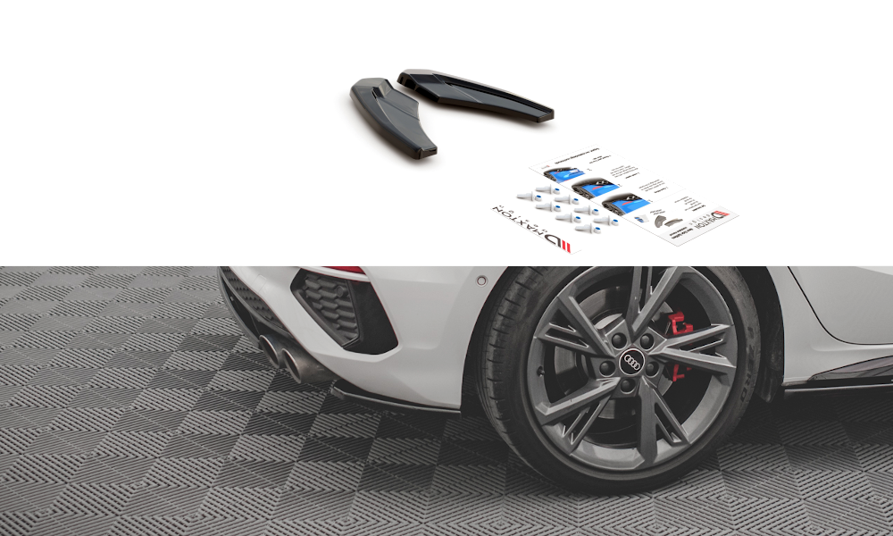 Heck Ansatz Flaps Diffusor V.1 passend für Audi S3 Sportback 8Y schwarz Hochglanz – Ansicht 2