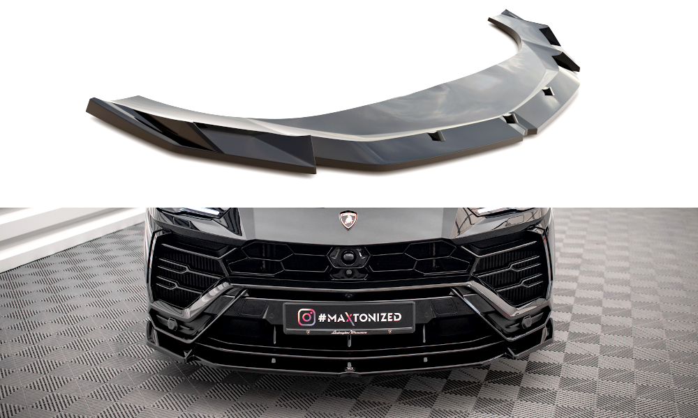 Street+ Spoilerlippe Front Ansatz V.1 passend für Lamborghini Urus Mk1 schwarz Hochglanz – Ansicht 2