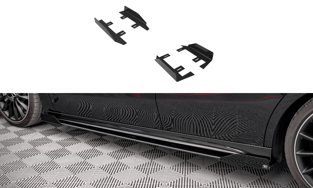 Seitenschweller Flaps passend für Mercedes A35 AMG / AMG-Line Aero Pack W177  schwarz Hochglanz – Ansicht 2