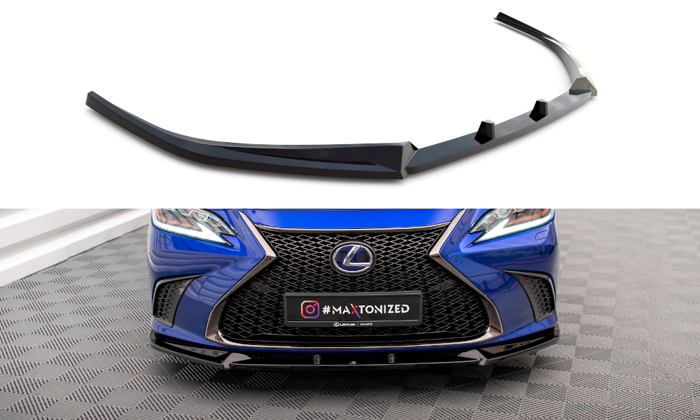 Street+ Spoilerlippe Front Ansatz V.2 passend für Lexus ES F Sport Mk7 schwarz Hochglanz – Ansicht 2