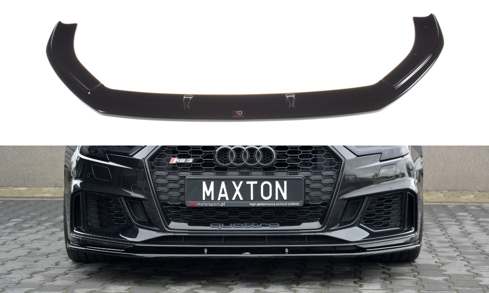 Street+ Spoilerlippe Front Ansatz V.1 passend für Audi RS3 Sportback 8V Facelift schwarz Hochglanz – Ansicht 2
