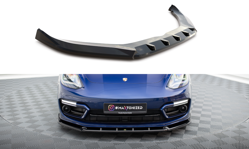 Street+ Spoilerlippe Front Ansatz passend für Porsche Panamera GTS Sport Turismo 971 Facelift schwarz Hochglanz – Ansicht 2