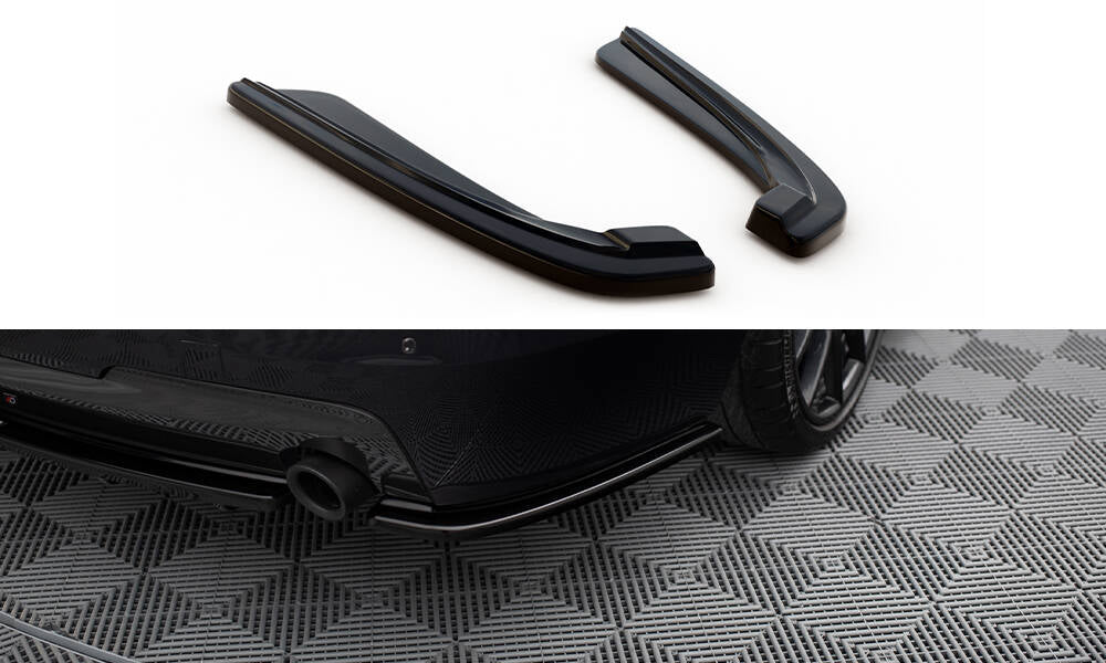 Heck Ansatz Flaps Diffusor passend für L + R BMW 5er M-Paket Limousine /Touring  F10/F11 (mit zwei Einzel Endstücken) schwarz Hochglanz – Ansicht 2