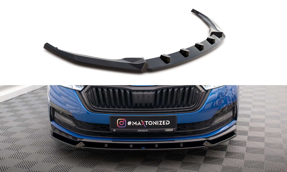 Street+ Spoilerlippe Front Ansatz V.1 passend für Skoda Octavia Sportline Mk4 schwarz Hochglanz – Ansicht 2