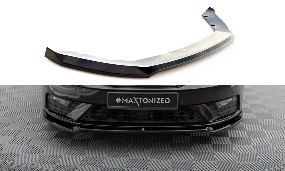 Street+ Spoilerlippe Front Ansatz V.2 passend für Seat Leon Mk3 Facelift schwarz Hochglanz – Ansicht 2