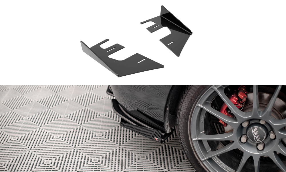 Hintere Seiten Flaps passend für Mazda 3 MPS Mk1 schwarz Hochglanz – Ansicht 2