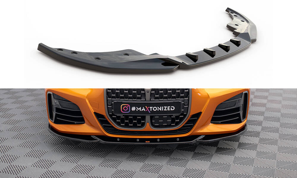 Street+ Spoilerlippe Front Ansatz V.4 passend für BMW 4er M-Paket / M440i G22 / G23 / G22 Facelift / G23 Facelift schwarz Hochglanz – Ansicht 2