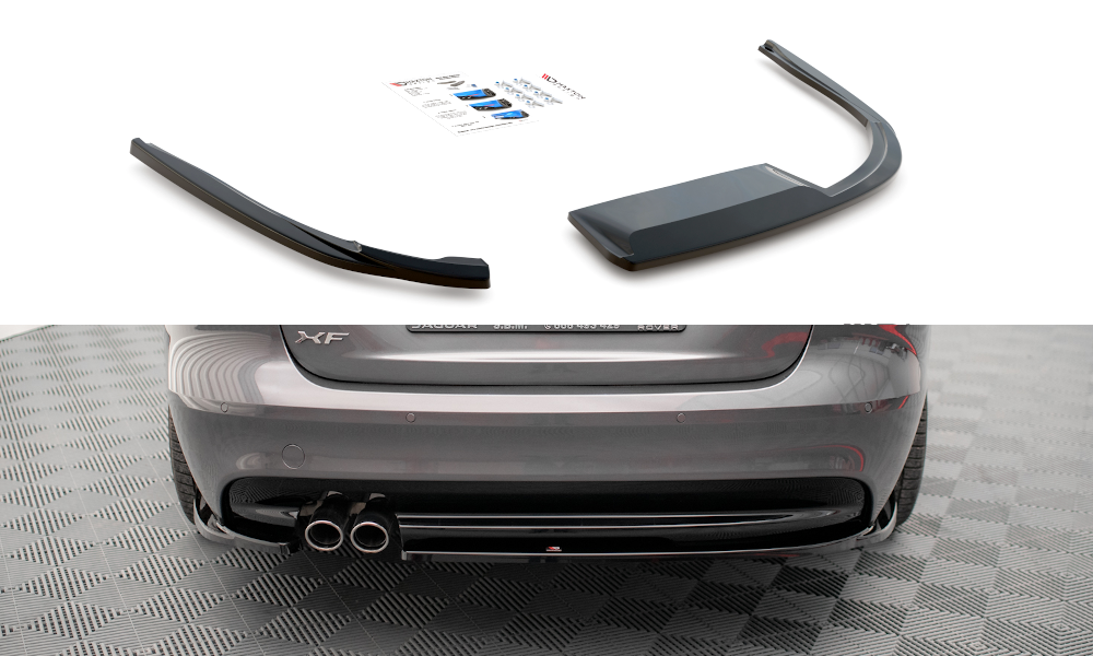 Heck Ansatz Flaps Diffusor passend für Jaguar XF R-Sport X260 schwarz Hochglanz – Ansicht 2