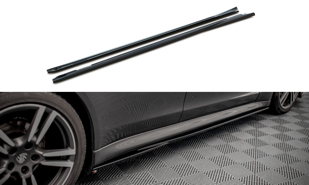 Street+ Seitenschweller Leisten passend für V.1 passend für Porsche Panamera / Panamera Diesel / Panamera Turbo 970 schwarz Hochglanz – Ansicht 2