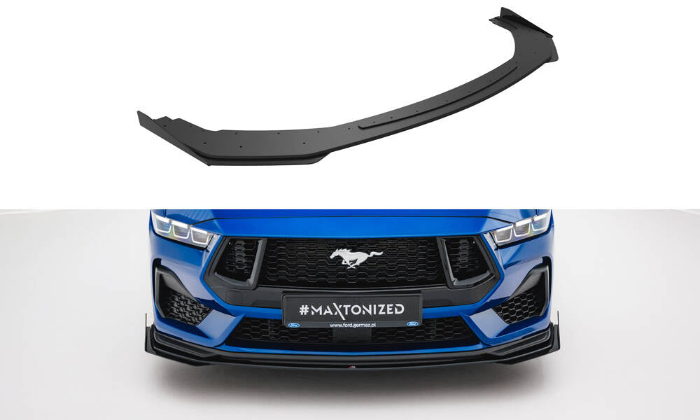Street Pro Street+ Spoilerlippe Front Ansatz + Flaps passend für Ford Mustang GT Mk7 schwarz Hochglanz – Ansicht 2