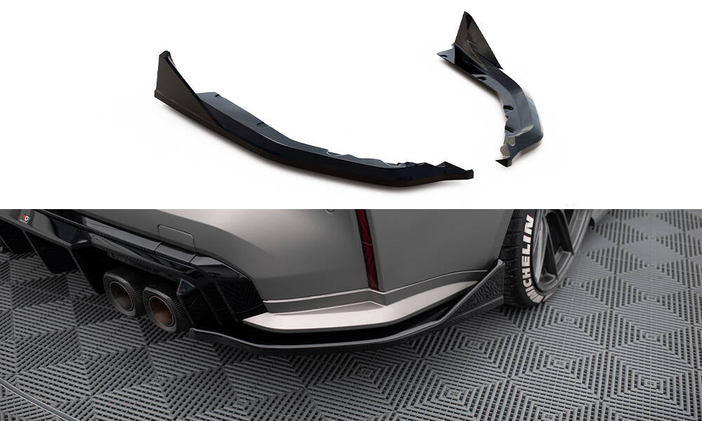 Heck Ansatz Flaps Diffusor V.5 passend für (Für heckansatz v.1) BMW M4 G82 / G82 Facelift schwarz Hochglanz – Ansicht 2
