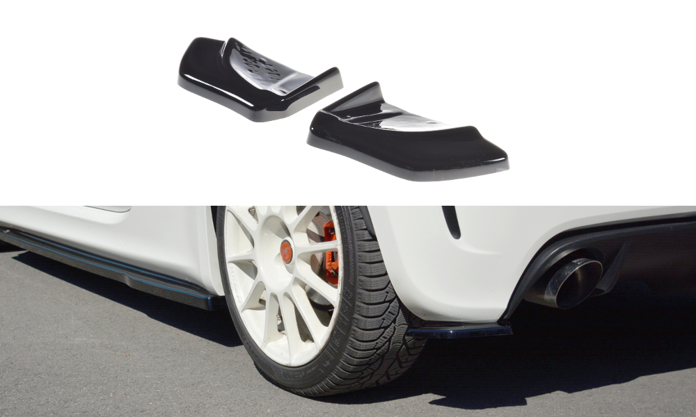 Heck Ansatz Flaps Diffusor passend für Abarth 500 Mk1 schwarz Hochglanz – Ansicht 2