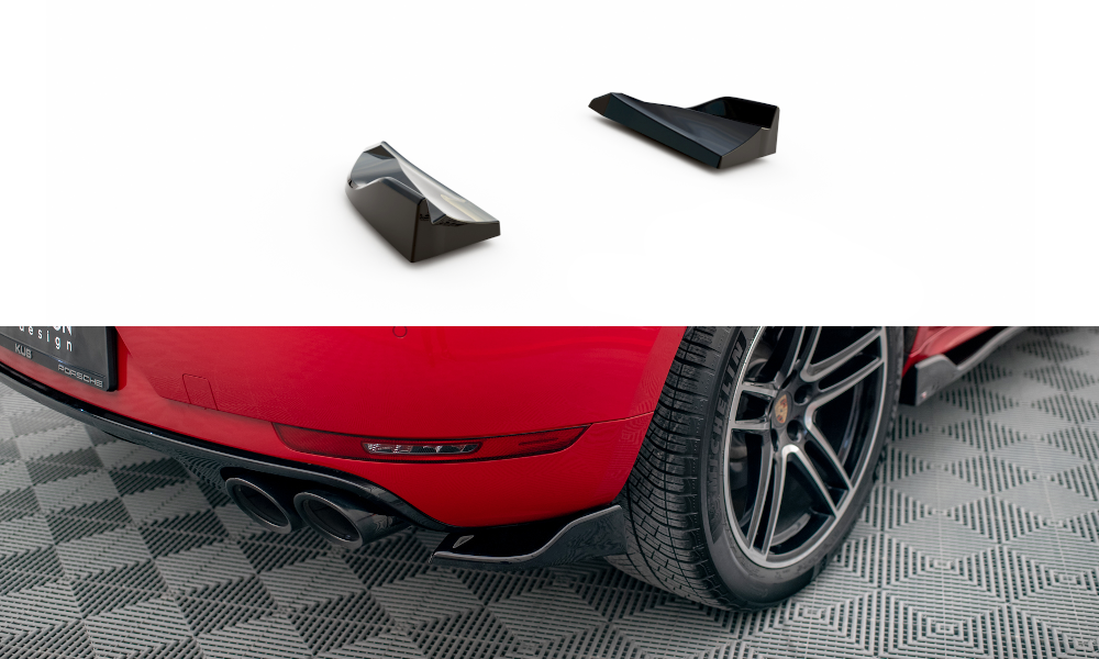 Heck Ansatz Flaps Diffusor passend für Porsche Macan GTS / Sport Design Mk1 Facelift schwarz Hochglanz – Ansicht 2