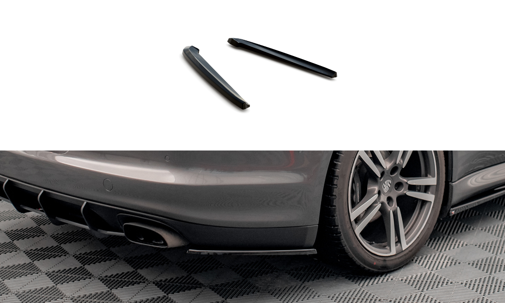 Heck Ansatz Flaps Diffusor passend für Porsche Panamera / Panamera Diesel 970 schwarz Hochglanz – Ansicht 2