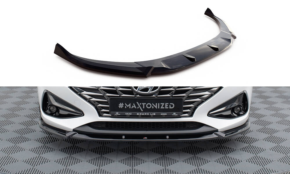 Street+ Spoilerlippe Front Ansatz V.2 passend für Hyundai I30 Mk3 Facelift schwarz Hochglanz – Ansicht 2