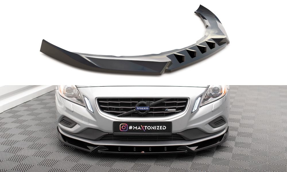 Street+ Spoilerlippe Front Ansatz V.1 passend für Volvo S60 R-Design Mk2 schwarz Hochglanz – Ansicht 2
